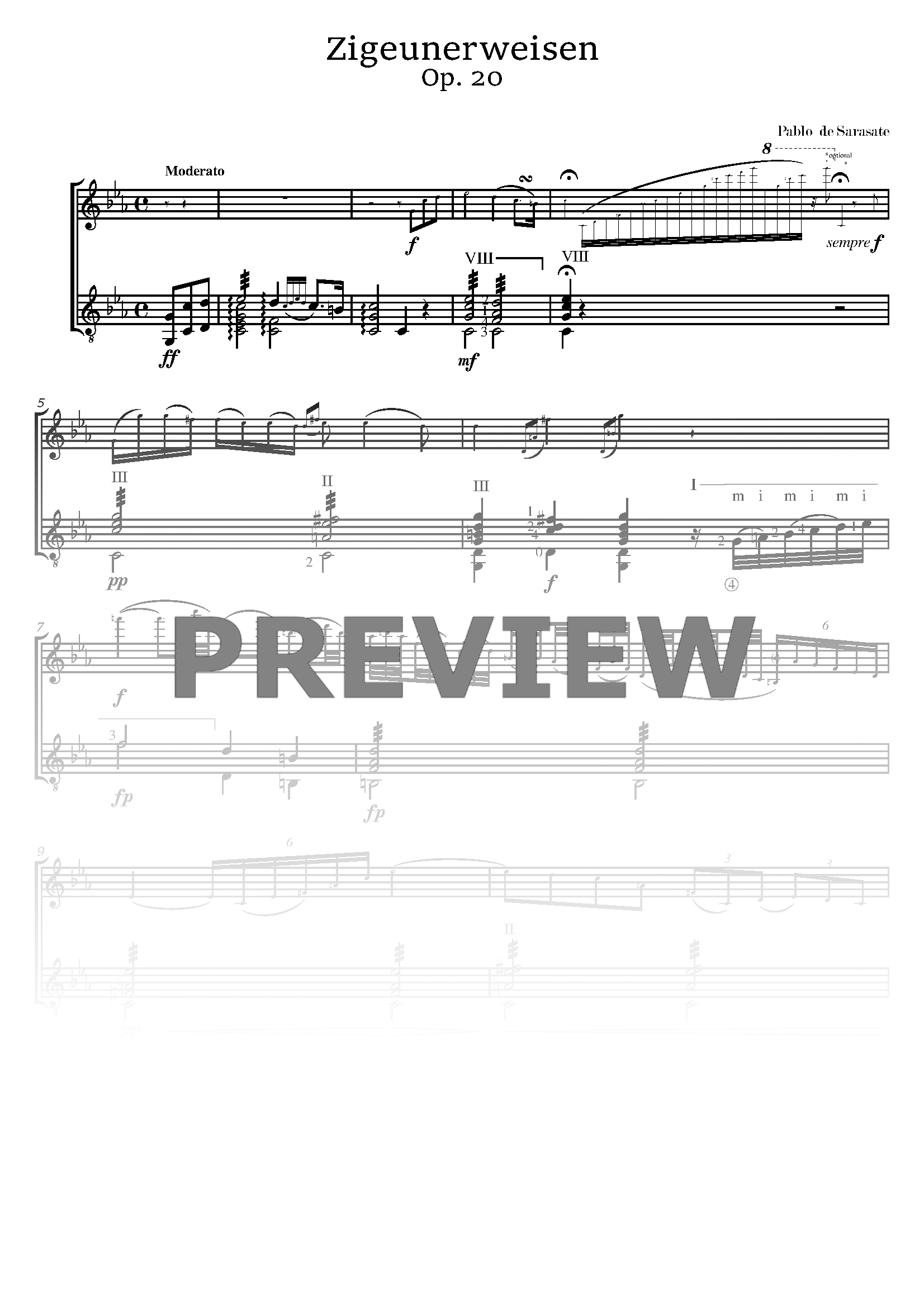 P. de Sarasate – Zigeunerweisen, op.20 for Flute and Guitar